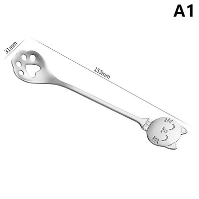  1PCS Cute Cat Claw Spoon Stainless Steel Coffee Mixing Spoon Ice Cream Cake Des