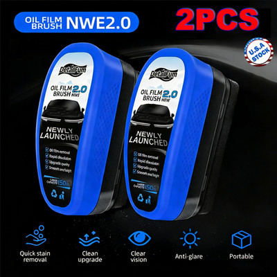 2Pcs Car Window Windscreen Glass Oil Film Automotive Clean Brush Remover Cleaner