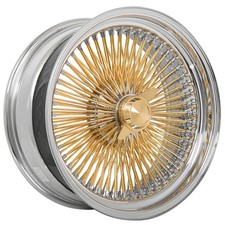22x8 La Wire Wheels Standard 150-spoke Sl Chrome With Gold Spoke Rims 4pcs