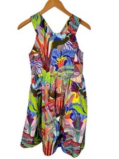 ORANE SIGEL X ANTHROPOLOGIE Women's Bright Tropical Cross Back Sleeveless Dress