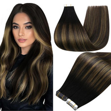 Seamless Tape in Hair Extensions Color 1B/6/1B Invisible Tape Ins Human Hair Ext