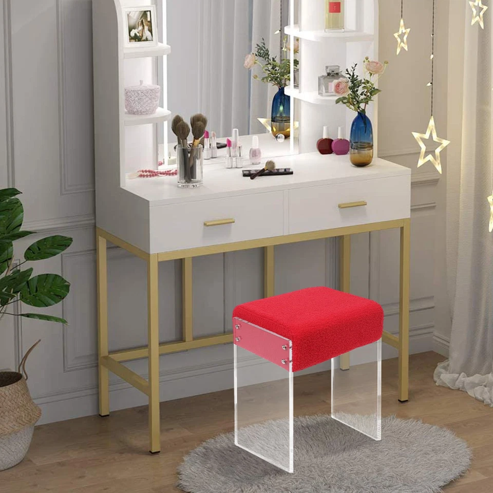 Modern Minimalist Acrylic Stool Chair, Makeup Stool Chair with Cushion - Image 2 of 4