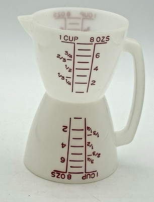 Vtg Tupperware Double Sided Measuring Cup Hourglass 1 Cup 8 Oz Wet/Dry #860-5