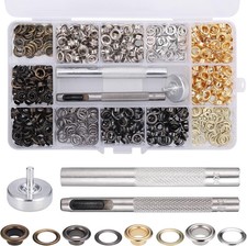Eyelet Punch Kit, 400 Sets 5mm Grommets Eyelets Kit with Hole Punch Tool, Metal