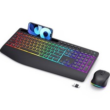 Wireless Keyboard and Mouse Combo - Dual System RGB Backlit Mouse and Keyboar...