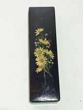 Antike Lackdose Blumen Germany um 1900 Stifte Etui Schatulle Federhalter