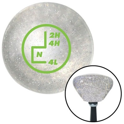 Green Transfer Case #5 Clear Retro Metal Flake Shift Knob w/ M16x1.5 Insert