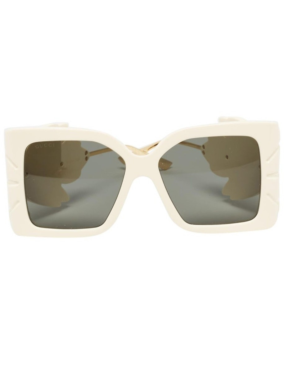 GUCCI Gold White Leaf Leaf Oversized Sunglasses GG0535S | eBay