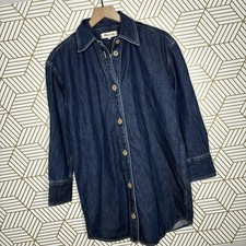 Madewell Dark Denim Oversized Mini Shirt Dress Popover Long Sleeve XS Capsule