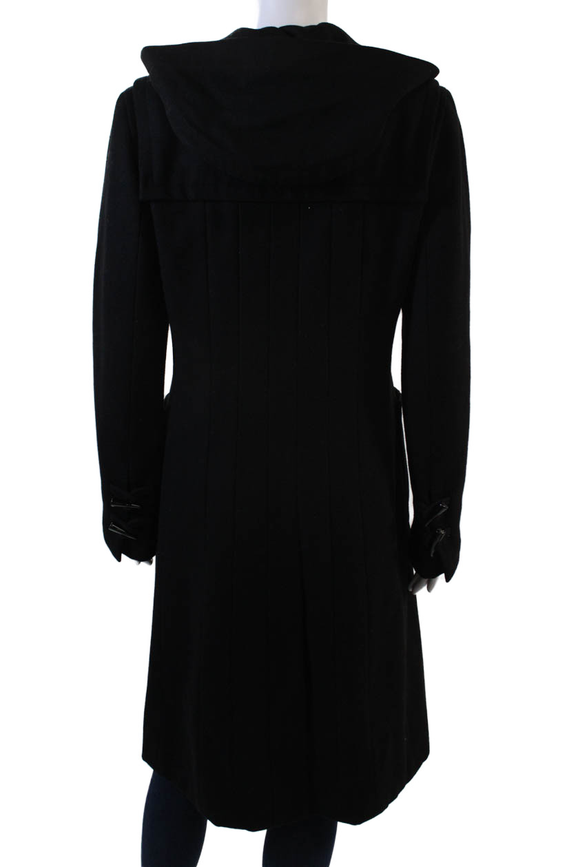 Chanel Womens Hooded Long Sleeve Toggle Closure Longline Coat Black Size S thumbnail 4