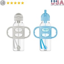Sippy Straw Bottle Weighted Straw Spill Proof Easy Grip Handles 6m 2 Pack New