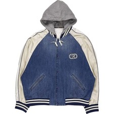 Valentino Blue Denim Varsity Hooded Jacket