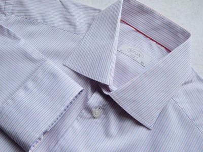 ETON Slim White Pink Blue Striped S hirt Size 40 / 15.3/4 - Image 1 of 4