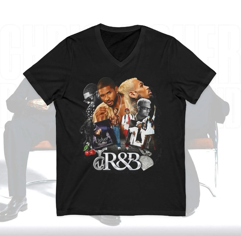 Brand New Black Chris Brown and Usher V Neck R&B Tour 2026  T-Shirt Size XL