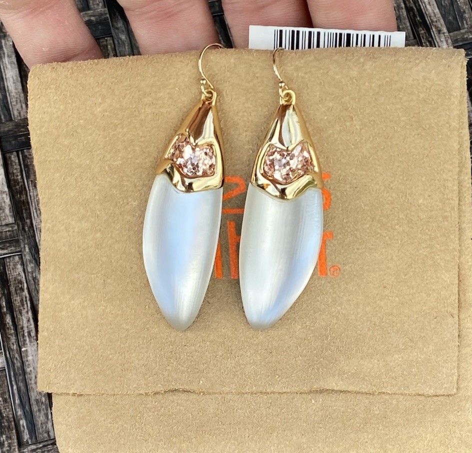 100% Authentic Alexis Bittar Silver/ White Lucite & Glitter Tulip 