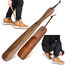2 Pcs Wood Wear Shoe Horn Helper Long and Short Shoe Horn Handle for Seniors