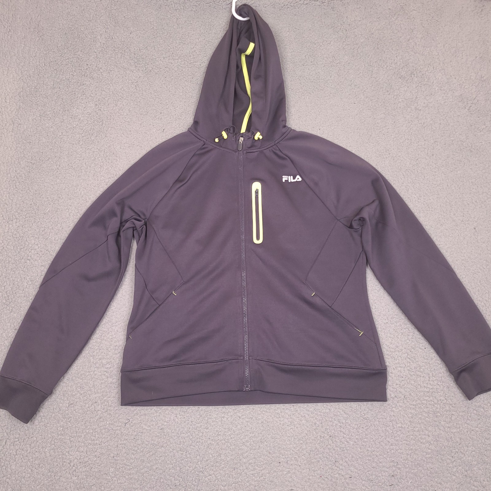 Giacca sportiva Fila donna XL grigia full zip cappuccio performance tasche attiva