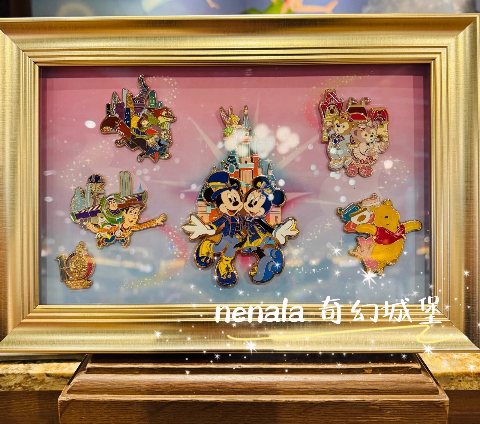 Shanghai Disney 10th Anniversary Zootopia Winnie Toy Story Frame LE300 Pin Set