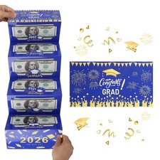 Graduation Money Holder with 6 Slots, Surprise Grad Gift Cash Envelopes, Blue