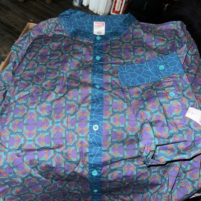 Marvel Black Panther Wakanda Forever L/S Button Down Shirt Mens Large Disney XL