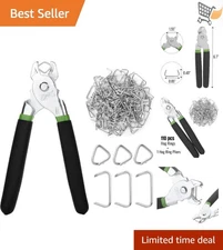 Hog Ring Pliers Kit Steel 3/4" 110 Pack for Fencing Upholstery Automotive