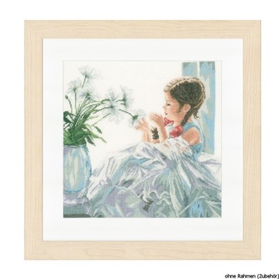 Lanarte cross stitch kit ''he loves me, he does not love me'', counted, DIY