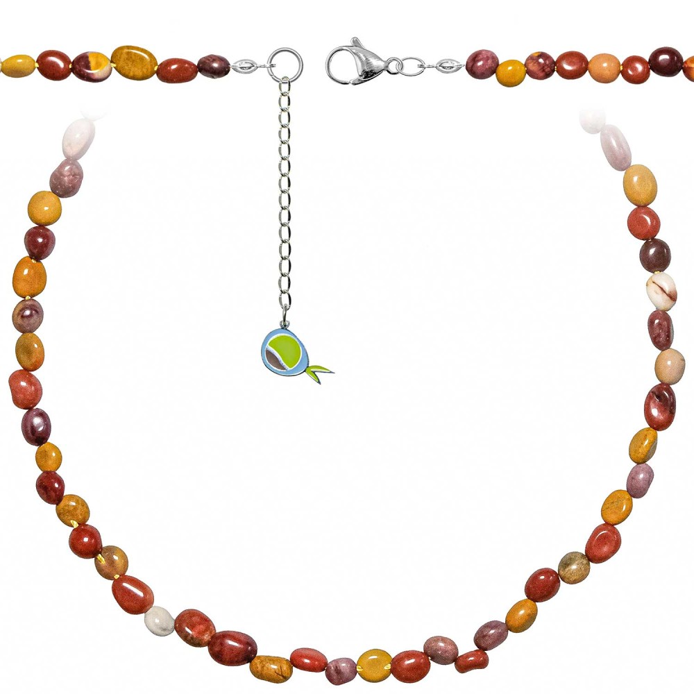 Collier jaspe mokaite pour l'ancrage et la clarté d'esprit 55 cm