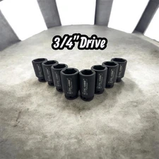 8pc 3/4" Drive Deep Impact CR-MO Steel Socket  Metric Set 27-38mm