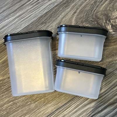 TUPPERWARE  SPICE SHAKERS - SET OF 3 Black Lids - NEVER USED