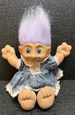 ACE NOVELTY TREASURE TROLL, 12  PLUSH, PURPLE GEM  HAIR, 1991 