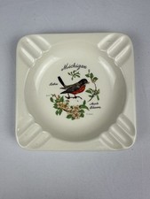 Vintage, State of MICHIGAN, AACO, signed D Rudeman, Souvenir Ceramic Ashtray