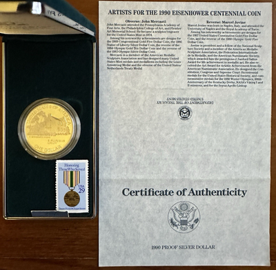 1990-P Eisenhower Centennial Proof 90% Silver Dollar OGP/COA | eBay