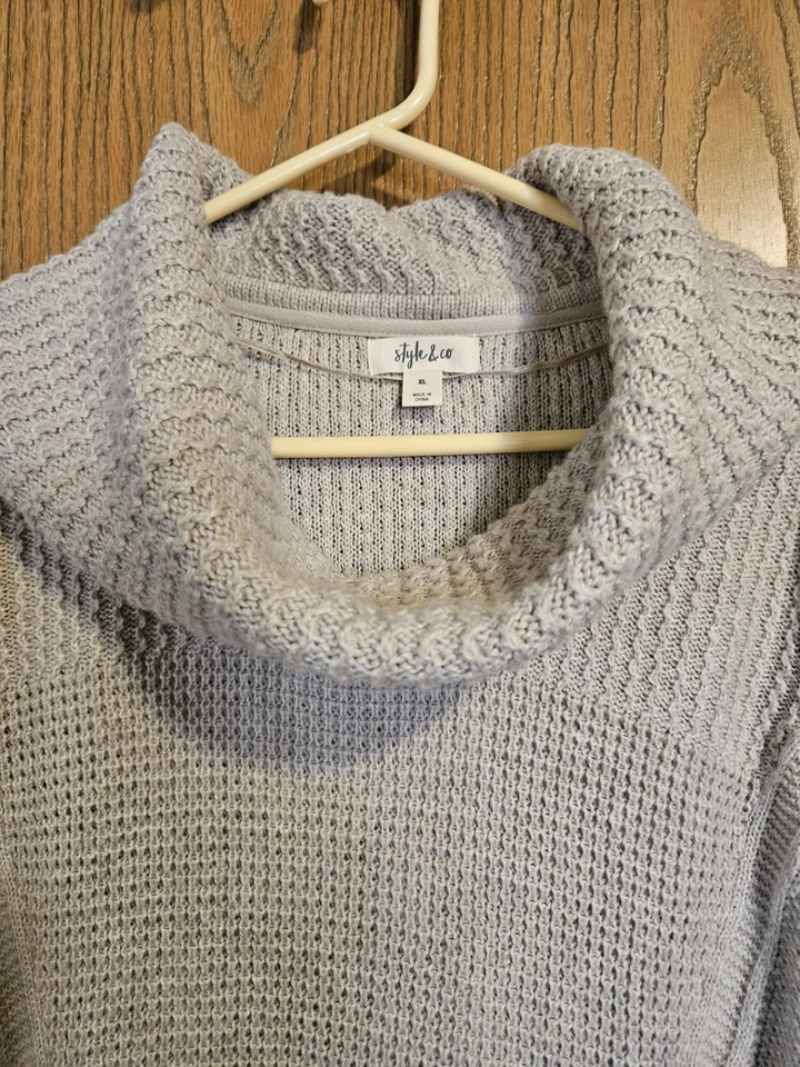 Women's Style & Co Cowl-Neck Sweater- Beige-Size XL-WAFFLE STYLE - Image 2 of 3