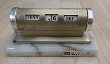 antik Ewiger Kalender Tischkalender Onyx Messing Schreibtischdeko Vintage
