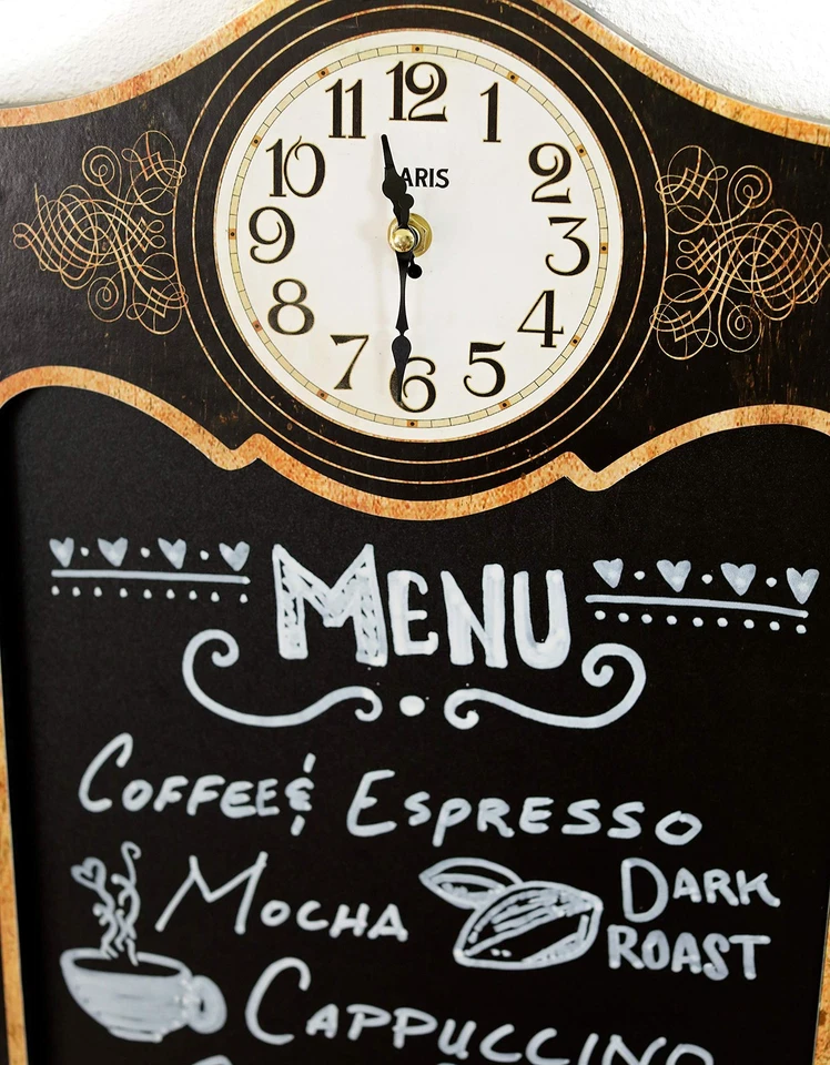 Kitchen Restaurant Chalkboard Clock Sign Menu Memo Board Cafe Farmhouse Decor - Image 3 of 3