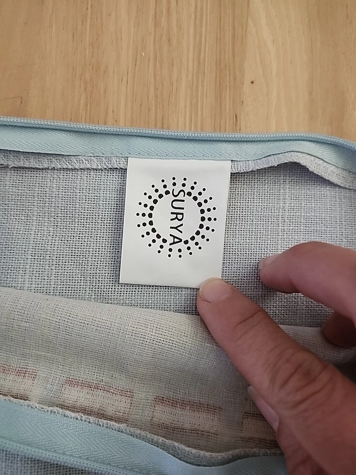 Surya Zada Light Blue Geometric Aztec Embroidered Pillow Cover 20x20 NEW Nwot - Image 4 of 4