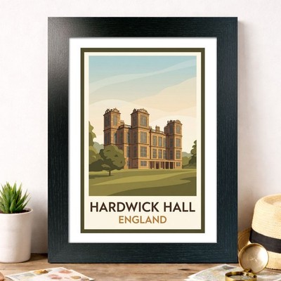 Hardwick Hall, England Reise Poster Giclée Kunstdruck 206-1