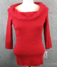 NY Collection Red Off Shoulder Sweater Size Medium NWT