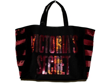 Victoria's Secret トートバッグ① Victoria's Secret Limited Edition Black Canvas Sequined Large Tote