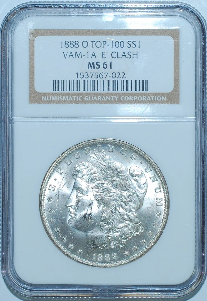 Dólar de plata Morgan 1888 O NGC MS61 VAM-1A2 chocado E Top-100
