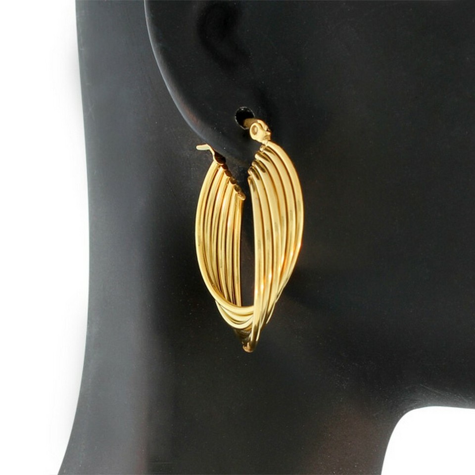 EDFORCE Stainless Steel Yellow GoldTone Womens MultiBangle Dangle Earrings eBay