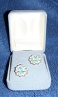 Pair of Vintage Rhinestone Flower Earrings, Screwback — photo 1