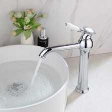 11.8"Deck Mounted Bathroom Vessel Sink Faucet Chrome Basin Mixer Tap Single Hole