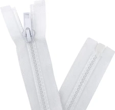 2PCS #5 37 Inch Separating Jacket Zippers White Molded Plastic Bulk Sewing