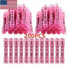 200Pcs Red Heat Shrink Butt Wire Connectors Crimp Terminals 16-22AWG Waterproof