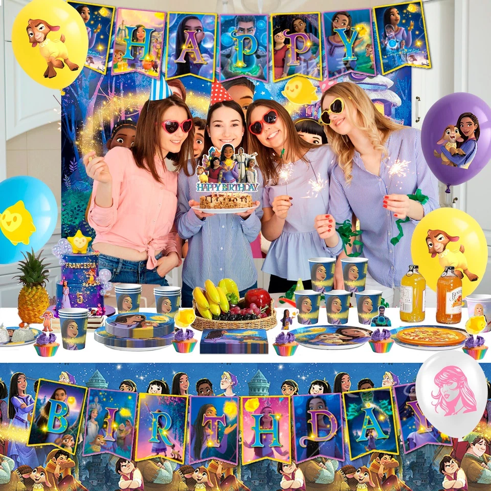 68件装Wish Asha公主派对装饰生日套装盘子餐具横幅 — 第 3/4 张图片