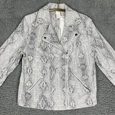 New! Ady P Snakeskin Print Black & White Moto Jacket Womens Medium Msrp $120-s