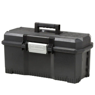 NEW 1-Touch Latch Tool Box 24 in Portable Removable Tray Waterproof Lid Black