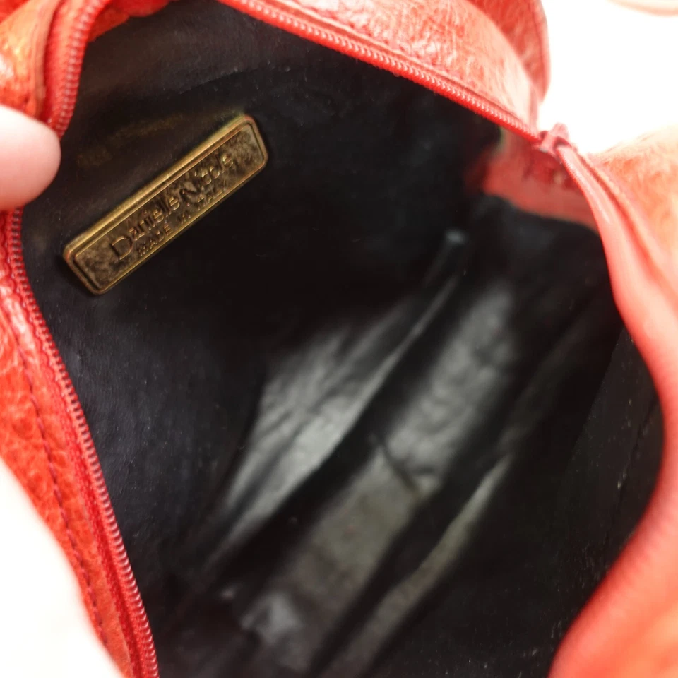 Vintage Ostritch Crocodile Half Moon DANIELLE NICOLE Crossbody Purse S Red ITALY - Image 4 of 4