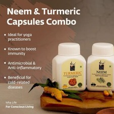 Isha Life Neem  Turmeric Powder in Veg Capsules Combo Pack 100 Caps Each 
